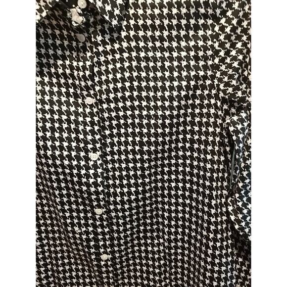 Chaps No Iron Womens Houndstooth Long Sleeve Button Shirt Size Med Black White - Picture 5 of 10